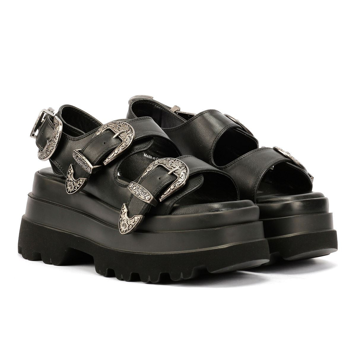 Buffalo Jupiter Ari West Sandalias Negras Para Mujer