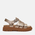 Timberland Clairemont Way Fisherman Sandalias De Mujer De Cuero Color Dorado