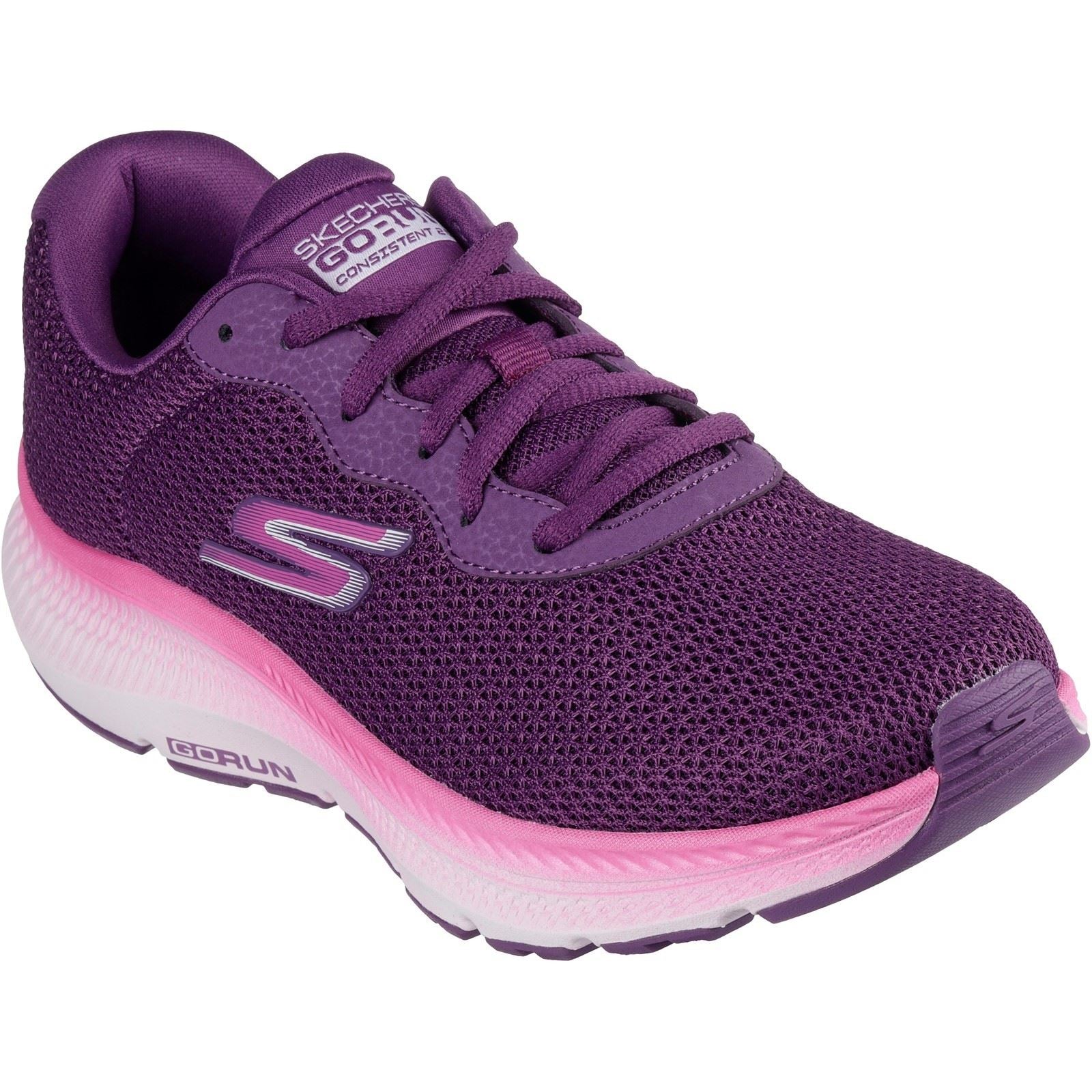 Skechers Go Run Consistent 2.0 Fast Pace Zapatillas De Tela Para Mujer En Color Ciruela.