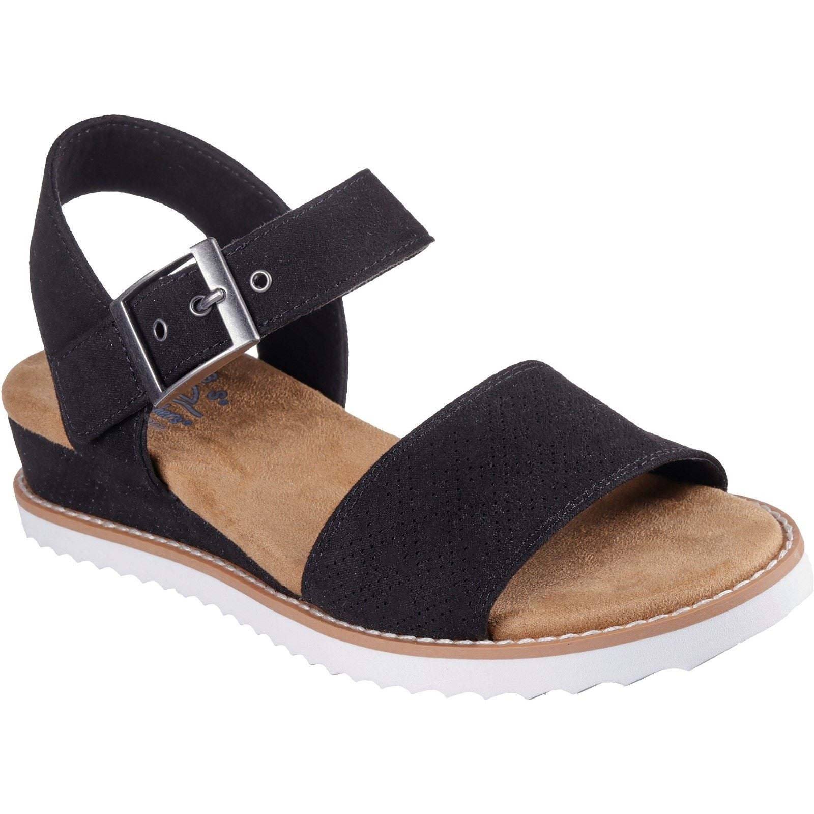 Skechers Desert Kiss Serendipitous Sandalias Negras De Mujer De Poliéster