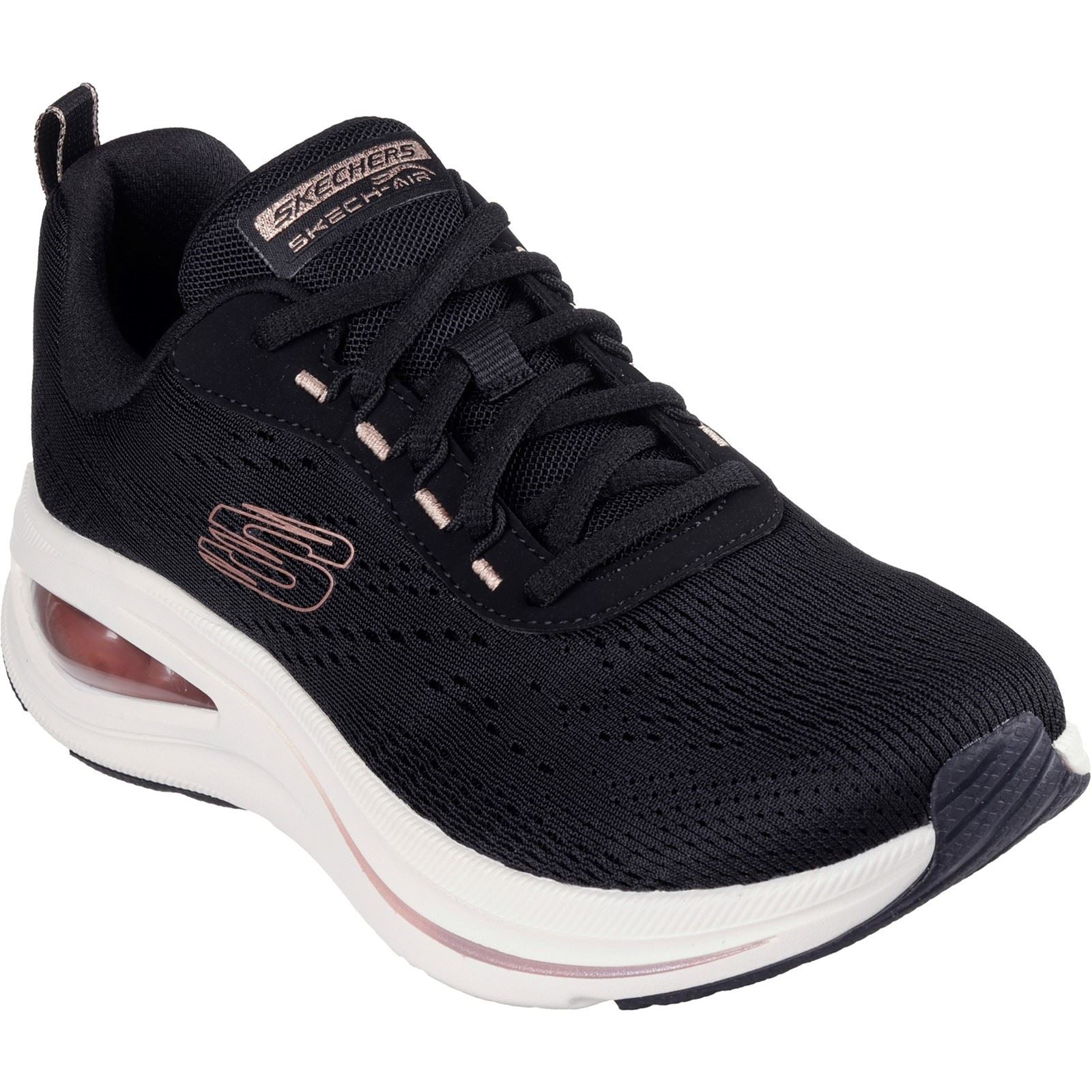 Skechers Skech-Air Meta Neutral Air Zapatillas De Poliéster Para Mujer En Negro/Oro Rosa