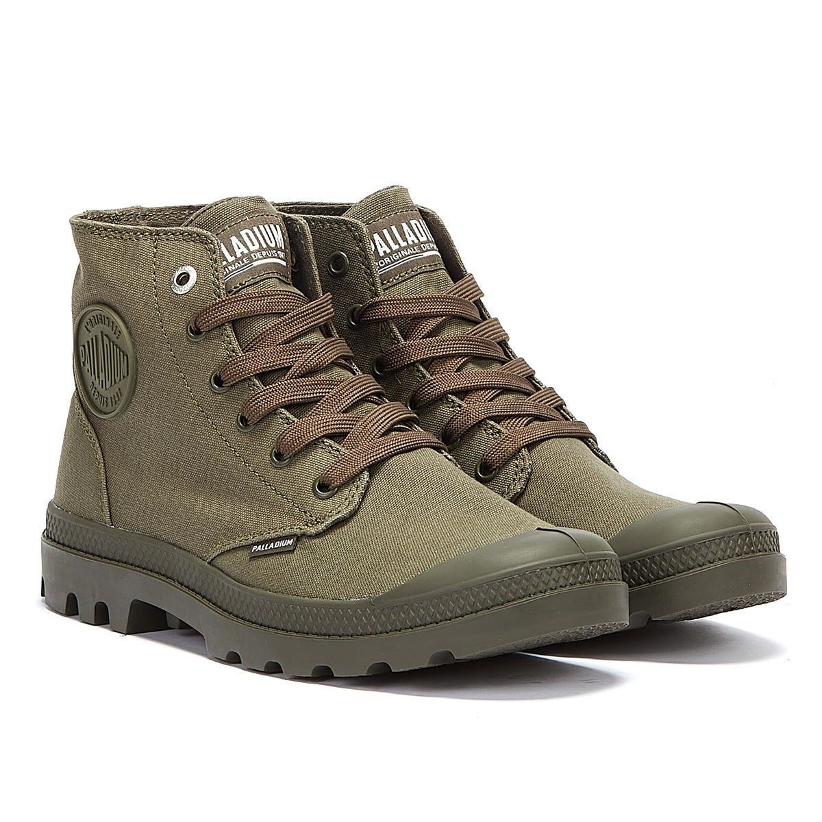 Palladium botas verdes de lona Pampa Hi Mono Chrome