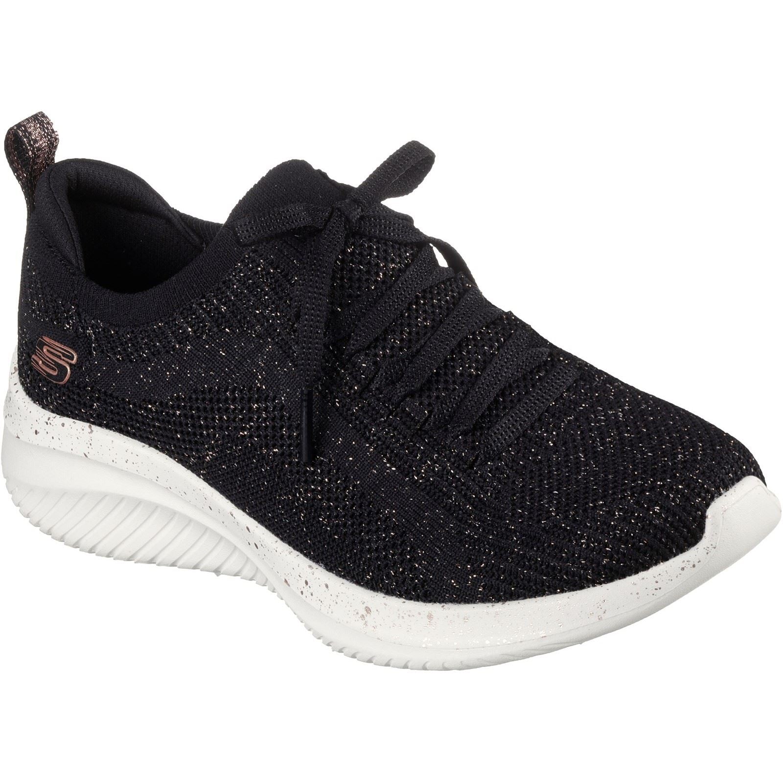 Skechers Ultra Flex 3.0 Let's Dance Zapatillas De Mujer Negras/Oro Rosa De Tela