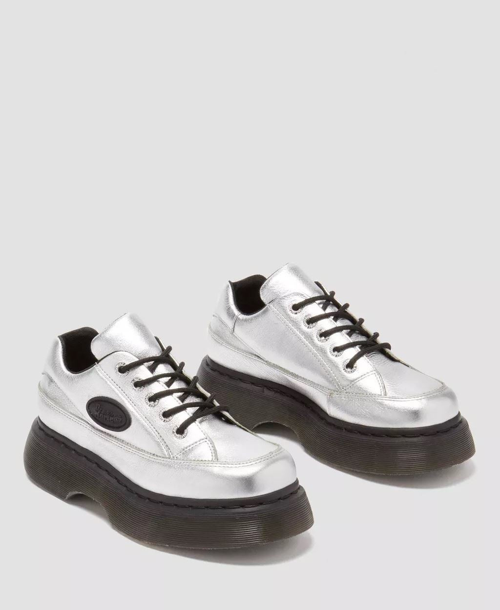 Dr. Martens Buzz 5I Tumbled Zapatos De Mujer De Cuero Plateados
