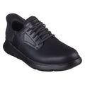 Skechers Garza Gervin Zapatos De Hombre Negros De Cuero Con Cordones.