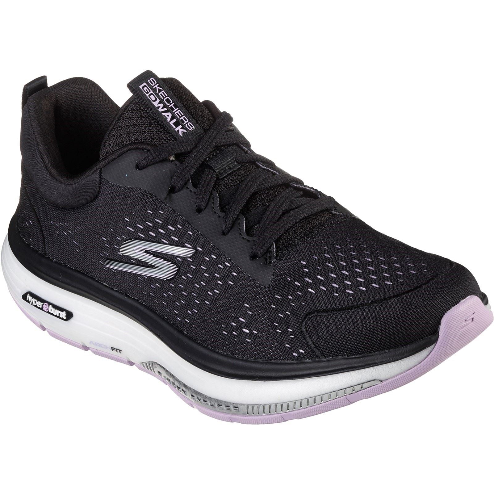 Skechers Go Walk Workout Walker Outpace Zapatillas De Mujer De Poliéster Negras/Lavanda