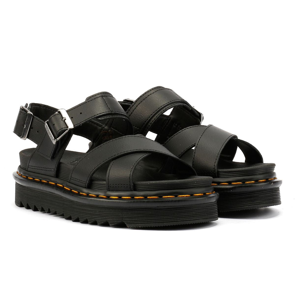 Dr. Martens Voss II Athena Sandalias De Cuero Para Mujer En Color Negro