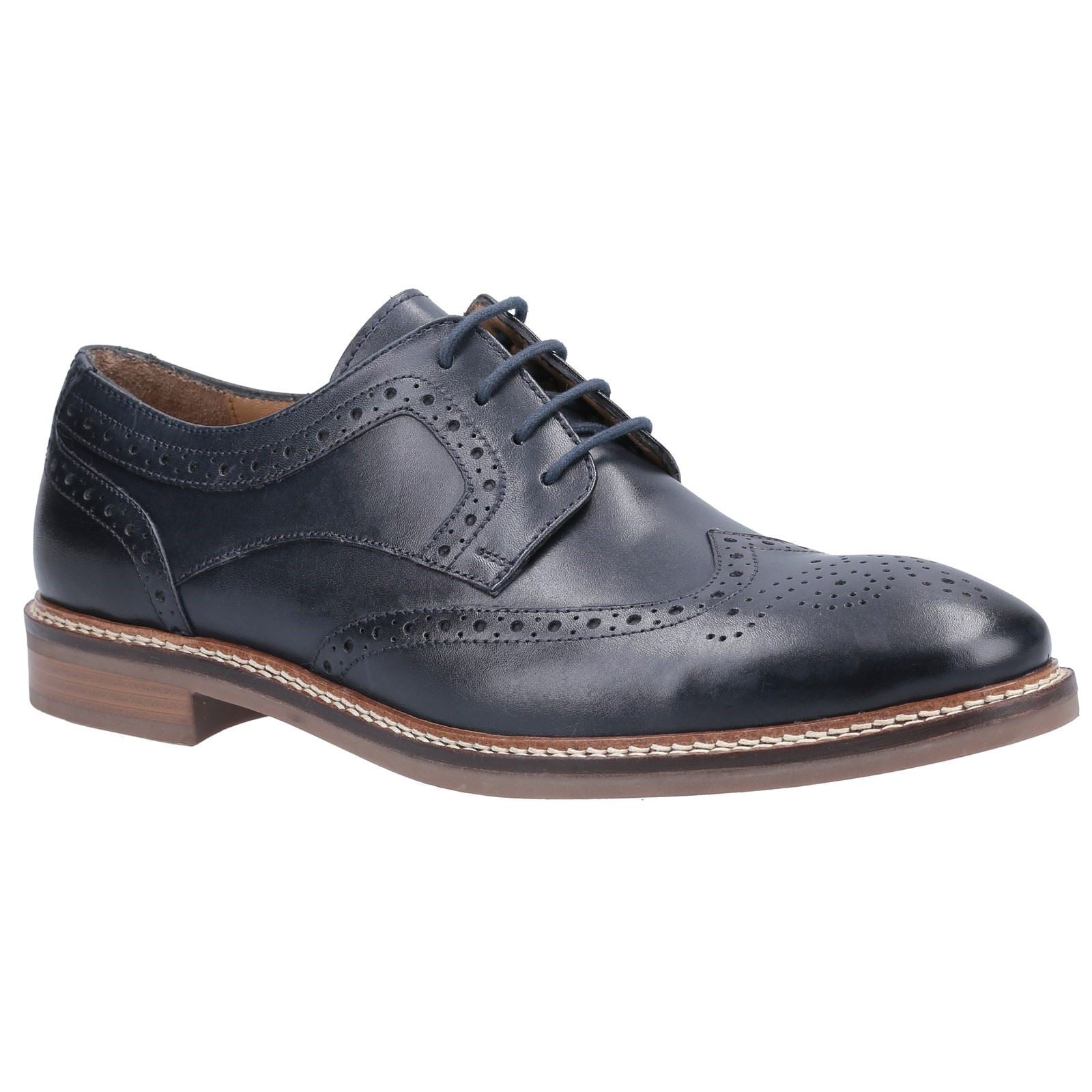 Hush Puppies Bryson Zapatos Brogues De Cuero Para Hombre En Azul Marino.