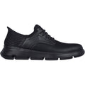 Skechers Garza Gervin Zapatos De Hombre Negros De Cuero Con Cordones.