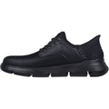 Skechers Garza Gervin Zapatos De Hombre Negros De Cuero Con Cordones.