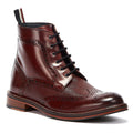 Ben Sherman Alfred Brogue Botas Rojas De Cuero Para Hombre.