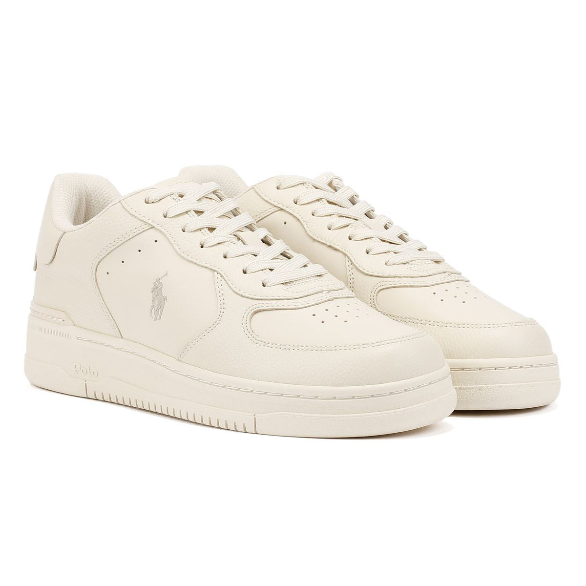 Polo Ralph Lauren Masters Court Zapatillas De Cuero Beige Para Hombre