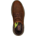 Skechers Garza Gervin Zapatos De Hombre De Cuero Oscuro Con Cordones Marrón Oscuro
