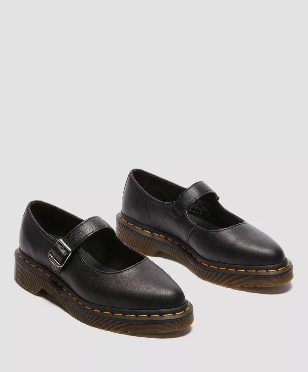 Dr. Martens Elphie Mary Jane Virginia Zapatos De Mujer De Cuero Negros