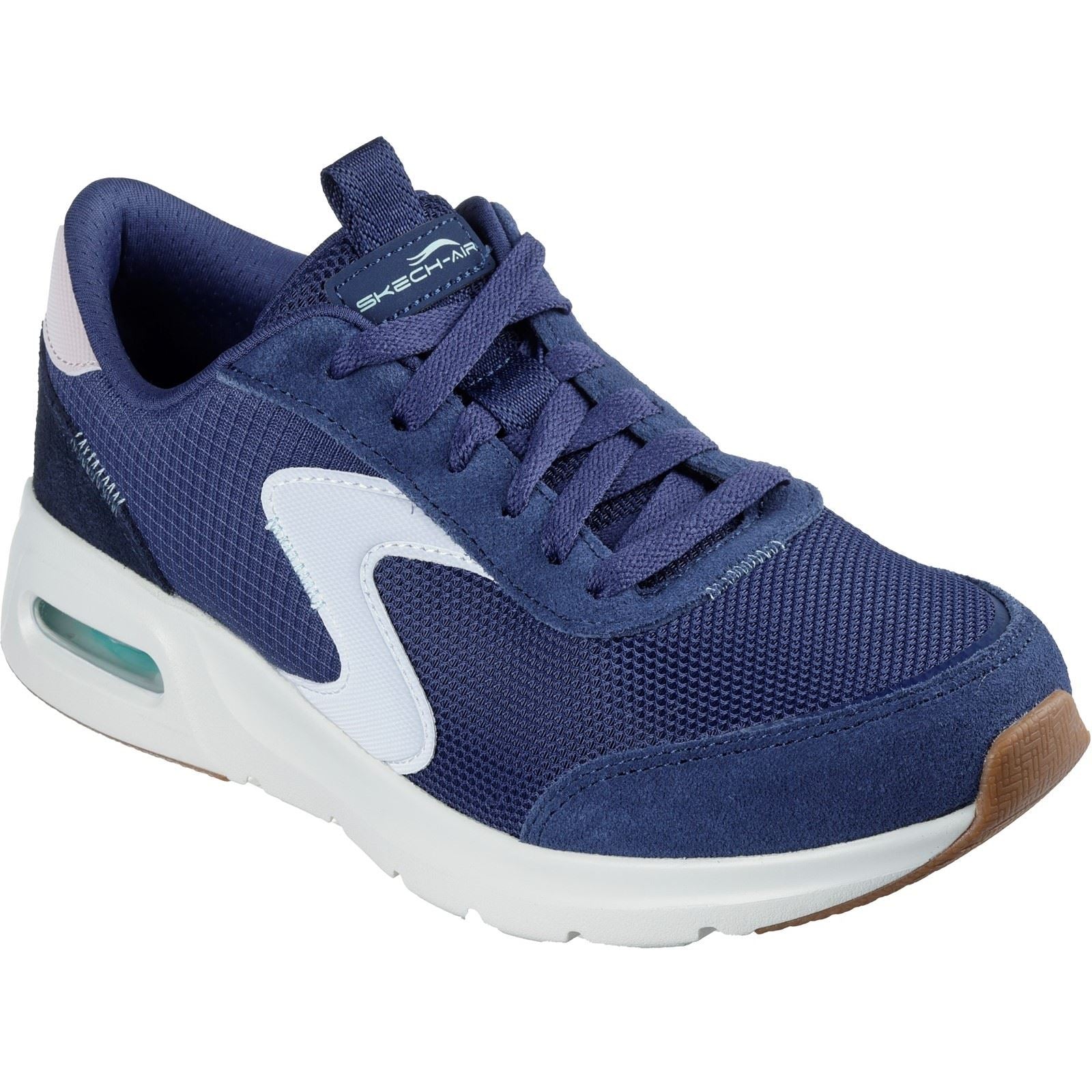 Skechers Skech-Air Court Air Wave Zapatillas De Cuero Para Mujer En Azul Marino/Multicolor