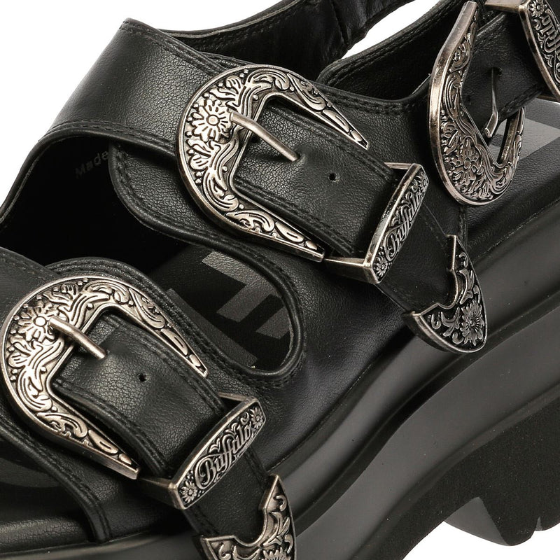 Buffalo Jupiter Ari West Sandalias Negras Para Mujer