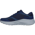 Skechers Arch Fit 2.0 The Keep Zapatillas De Cuero Para Hombre En Azul Marino/Naranja