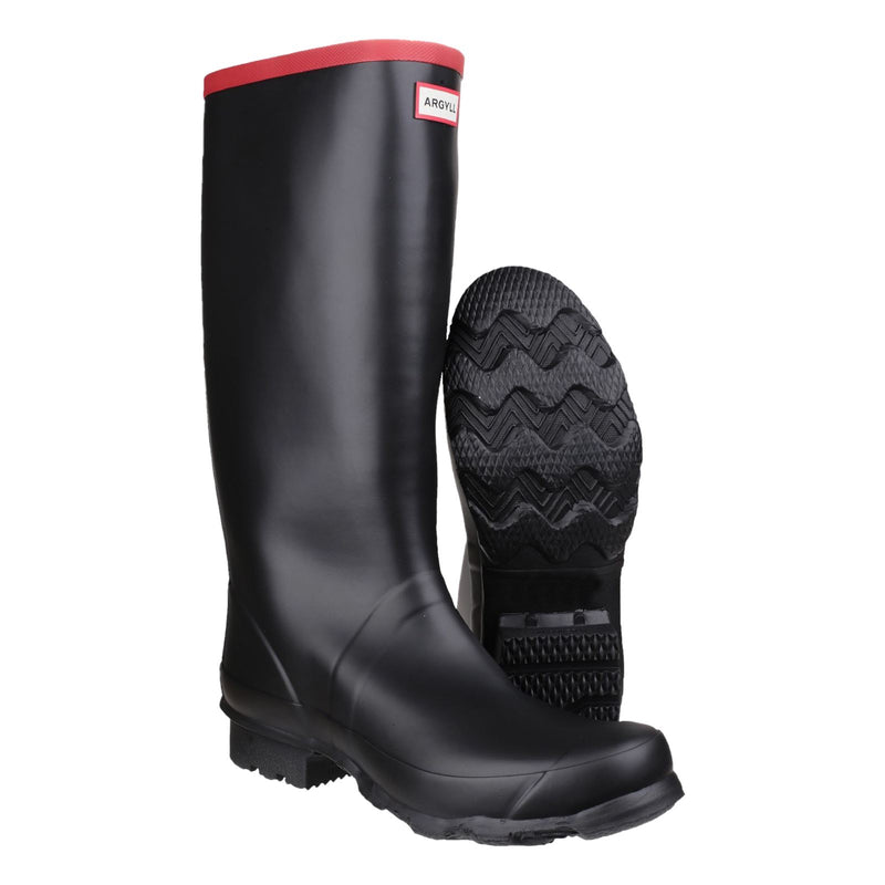 Hunter Argyll Full Knee Botas De Agua Negras De Goma