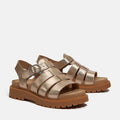Timberland Clairemont Way Fisherman Sandalias De Mujer De Cuero Color Dorado