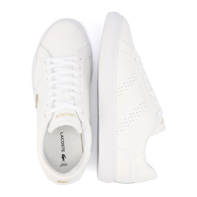Lacoste Powercourt 2.0 Zapatillas De Deporte Blancas De Cuero Para Mujer