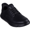 Skechers Garza Gervin Zapatos De Hombre Negros De Cuero Con Cordones.