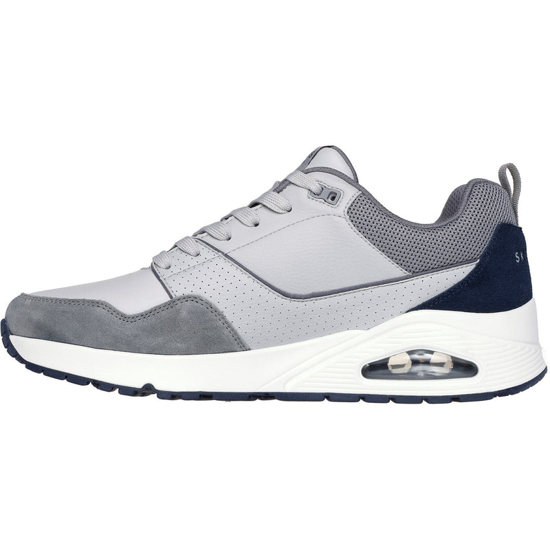 Skechers Uno Retro One Zapatillas De Cuero Gris Para Hombre