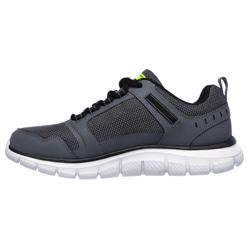Skechers Track Knockhill Zapatillas De Cuero Para Hombre En Color Gris Oscuro/Negro.