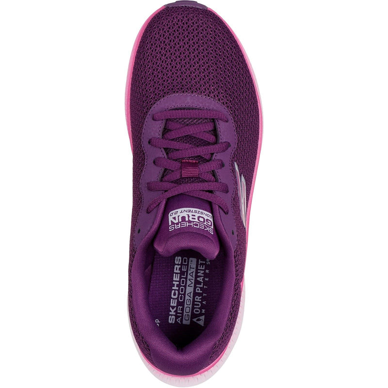 Skechers Go Run Consistent 2.0 Fast Pace Zapatillas De Tela Para Mujer En Color Ciruela.