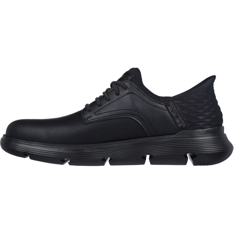 Skechers Garza Gervin Zapatos De Hombre Negros De Cuero Con Cordones.