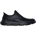 Skechers Garza Gervin Zapatos De Hombre Negros De Cuero Con Cordones.