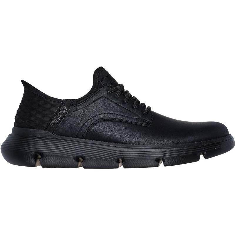 Skechers Garza Gervin Zapatos De Hombre Negros De Cuero Con Cordones.