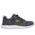 Skechers Track Knockhill Zapatillas De Cuero Para Hombre En Color Gris Oscuro/Negro.