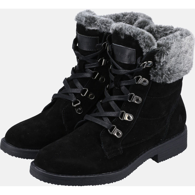 Hush Puppies Florence Botas Negras De Cuero Para Mujer.