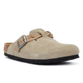 Birkenstock Boston Zuecos Regulares De Ante Color Topo Para Mujer