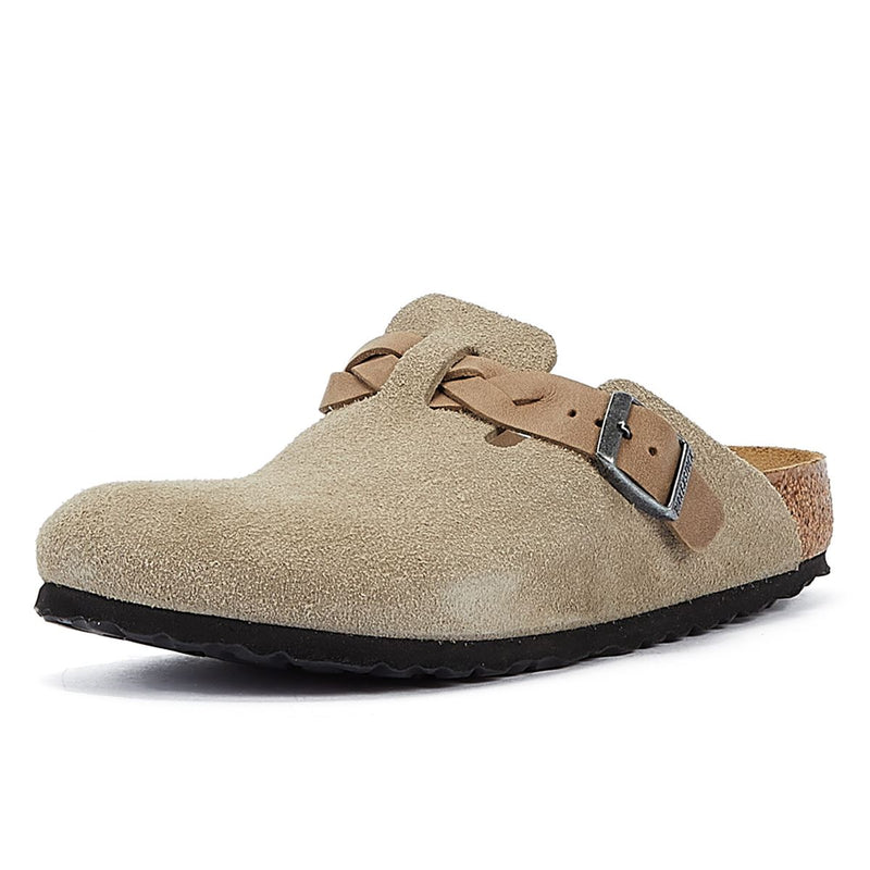 Birkenstock Boston Zuecos Regulares De Ante Color Topo Para Mujer