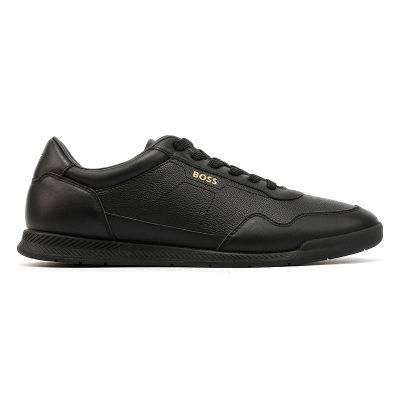 Boss Titanium Zapatillas De Cuero Para Hombre En Negro
