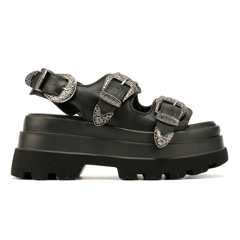 Buffalo Jupiter Ari West Sandalias Negras Para Mujer