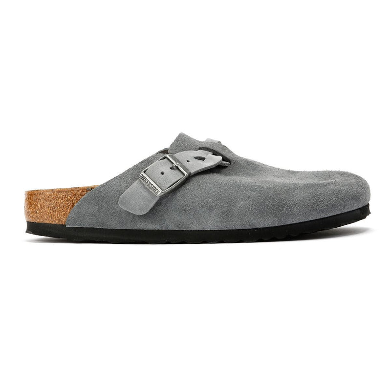 Birkenstock Boston Braided Zuecos De Ante Gris Para Mujer