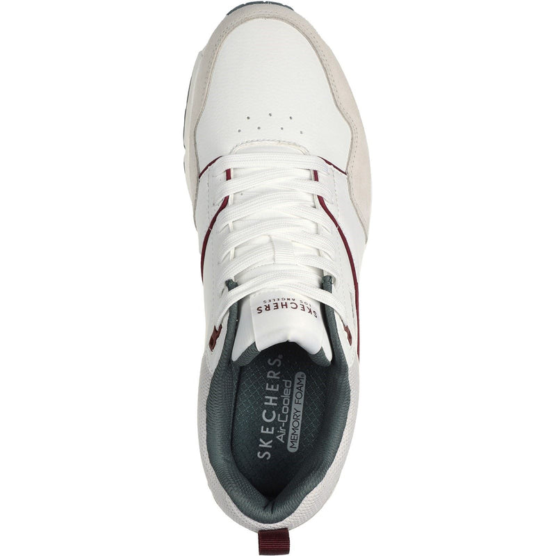 Skechers Uno Retro One Zapatillas De Cuero Para Hombre, Blancas/Grises