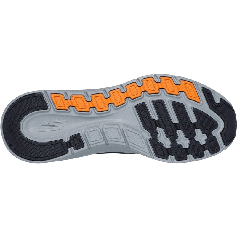 Skechers Arch Fit 2.0 The Keep Zapatillas De Cuero Para Hombre En Azul Marino/Naranja