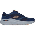 Skechers Arch Fit 2.0 The Keep Zapatillas De Cuero Para Hombre En Azul Marino/Naranja