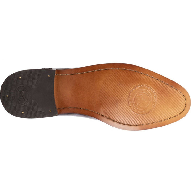Base London Cast Washed Zapatos De Vestir De Hombre En Cuero Color Rojo Oscuro Con Puntera Decorada.