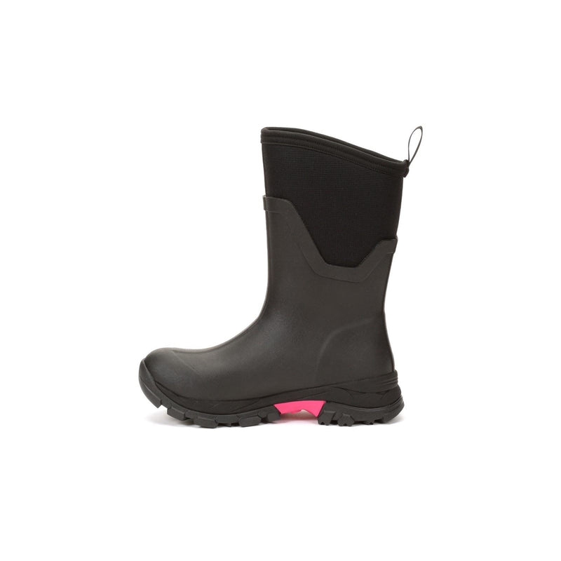 Muck Boots Arctic Ice Mid AGAT Botas De Agua Negras/Rosa Fuerte De Goma