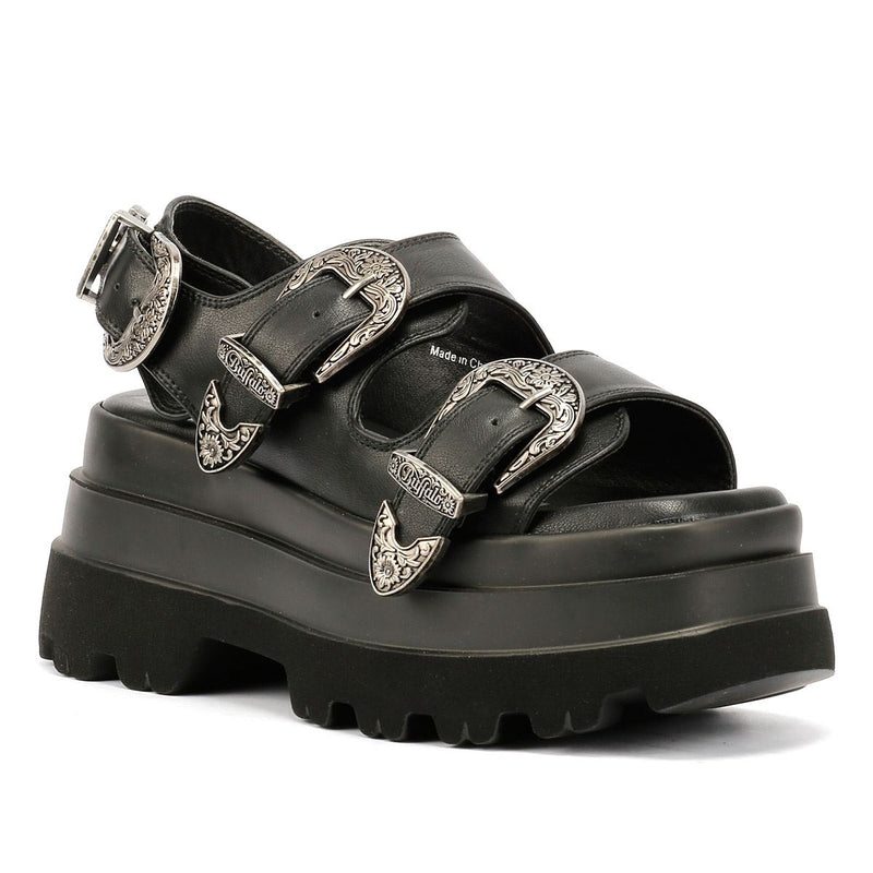 Buffalo Jupiter Ari West Sandalias Negras Para Mujer