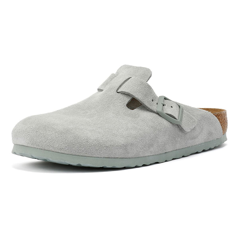 Birkenstock Boston Zuecos Grises De Ante