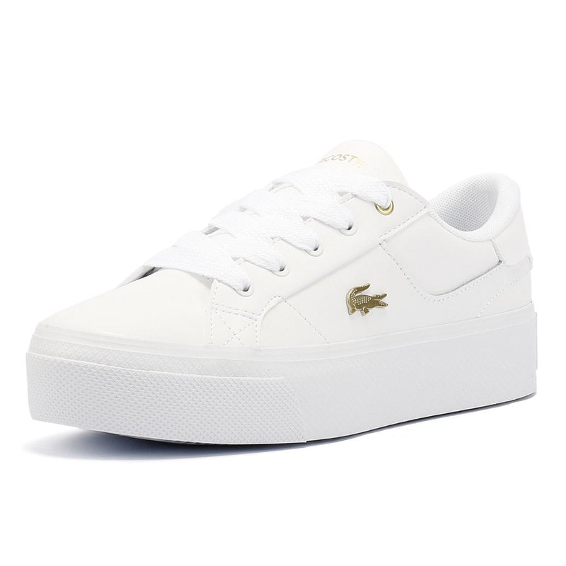 Lacoste Ziane Platform Zapatillas De Deporte Blancas De Cuero Para Mujer