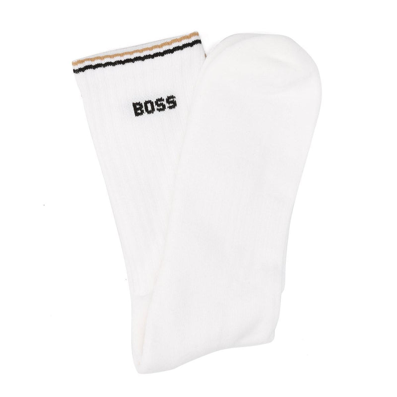 Boss 3 Pack Rib Stripe Calcetines De Algodón Para Hombre, Multicolores Y De Media Caña.