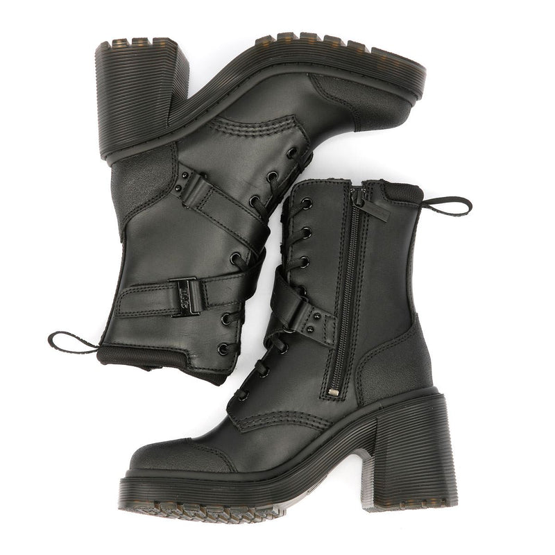 Dr. Martens Chesney Tech Botas Negras De Cuero Para Mujer.