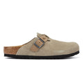 Birkenstock Boston Zuecos Regulares De Ante Color Topo Para Mujer