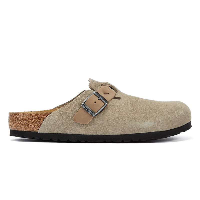 Birkenstock Boston Zuecos Regulares De Ante Color Topo Para Mujer